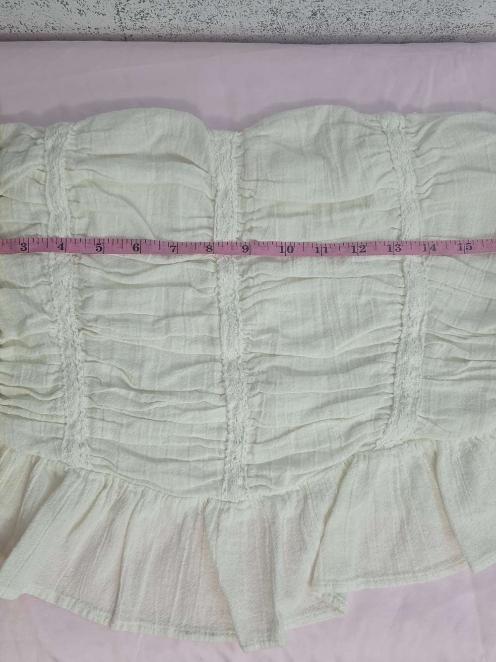Free People Cream Ruched Ruffle Tube Top - Picture 3 of 4